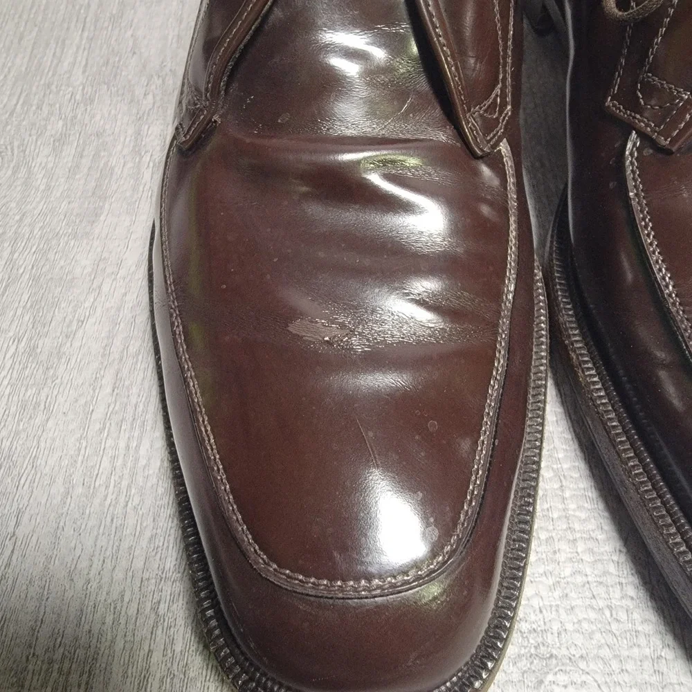 Salvatore Ferragamo Shoes Mens 9.5 D Brown Apron Toe Derby Italy UG10216